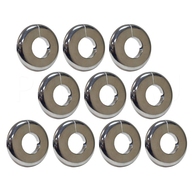 PROCURU 1/2-Inch CTS (5/8" OD) E2768 Split Plastic Lightweight Escutcheon Cover Plate, Chrome, for 1/2" Copper, PEX Pipe (10-Pack) - Image 1
